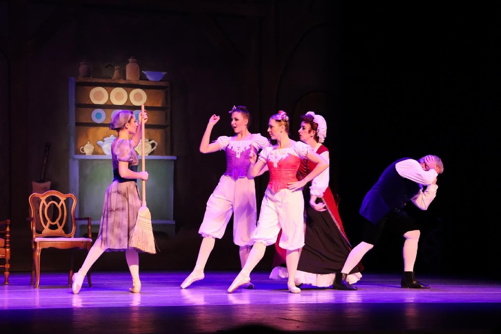 Cinderella kitchen scene with the stepsisters performed by the Brevard Ballet Youth Company in Melbourne FL