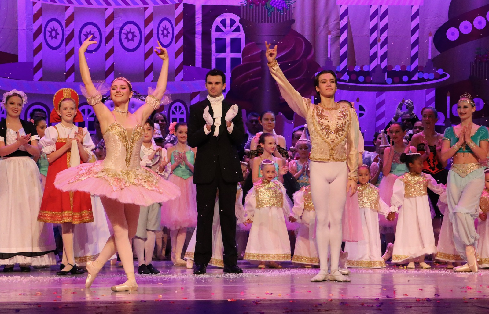 Sugar Plum Fairy and Cavalier take a bow during The Nutcracker finale by the Brevard Ballet Youth Company in Melbourne FL